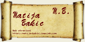 Matija Bakić vizit kartica